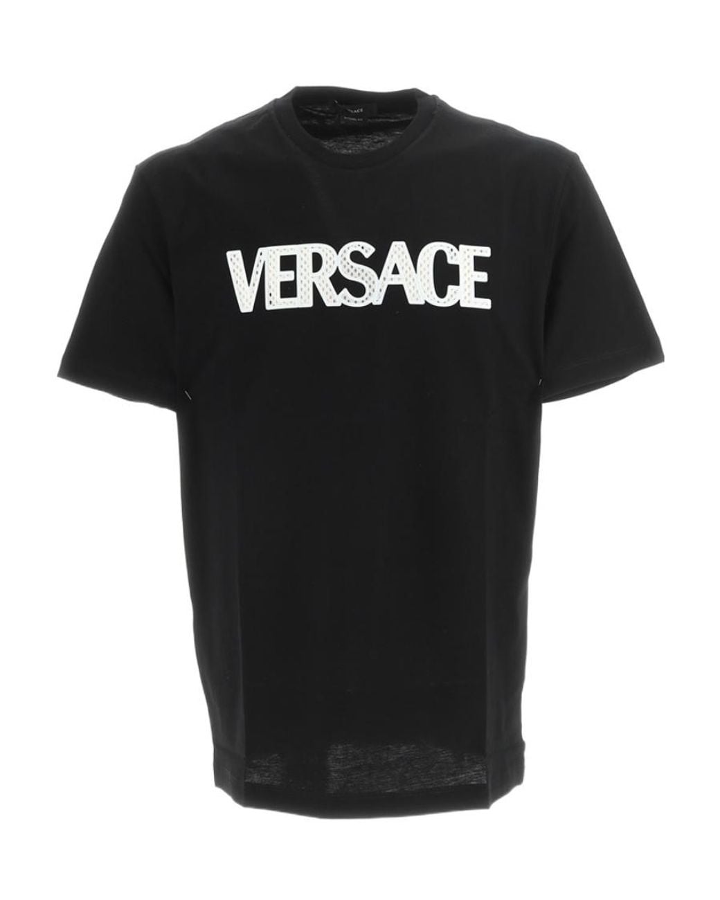 Versace Black Logo Detailed Crewneck T-Shirt for men