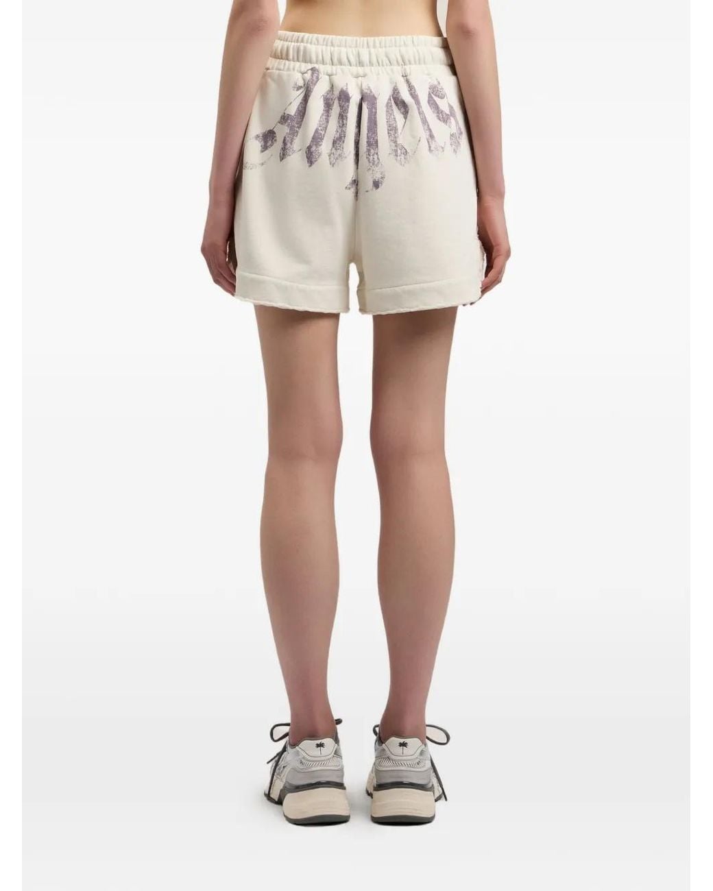 Palm Angels White Big Waist Logo Sweatshorts