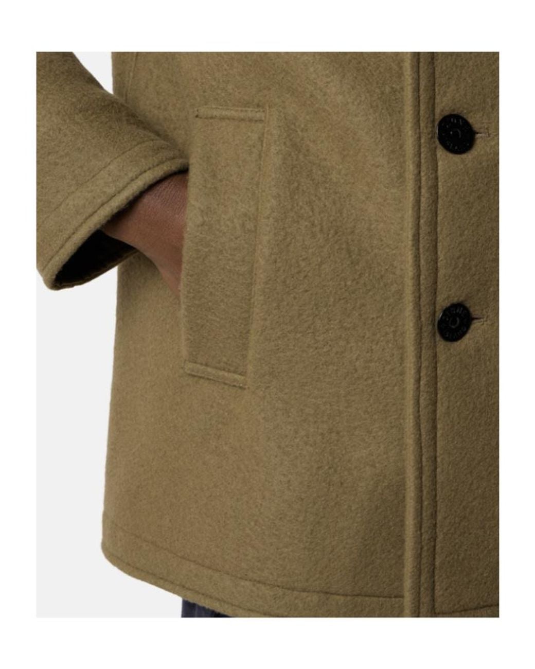 Stone Island Green Logo Patch Double-Breasted Coat for men