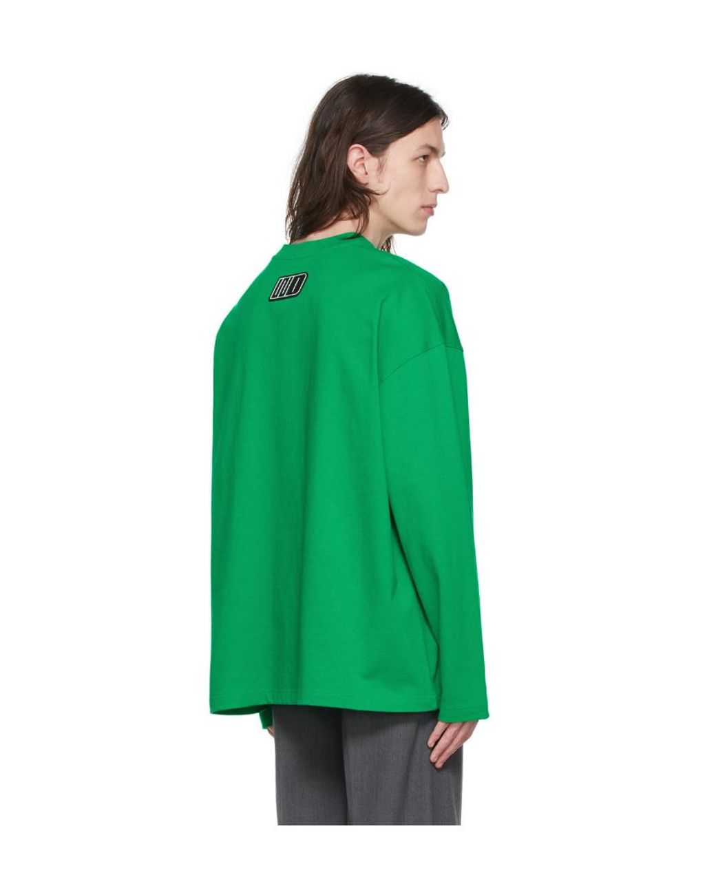 we11done Green Logo-Print Long-Sleeved T-Shirt for men