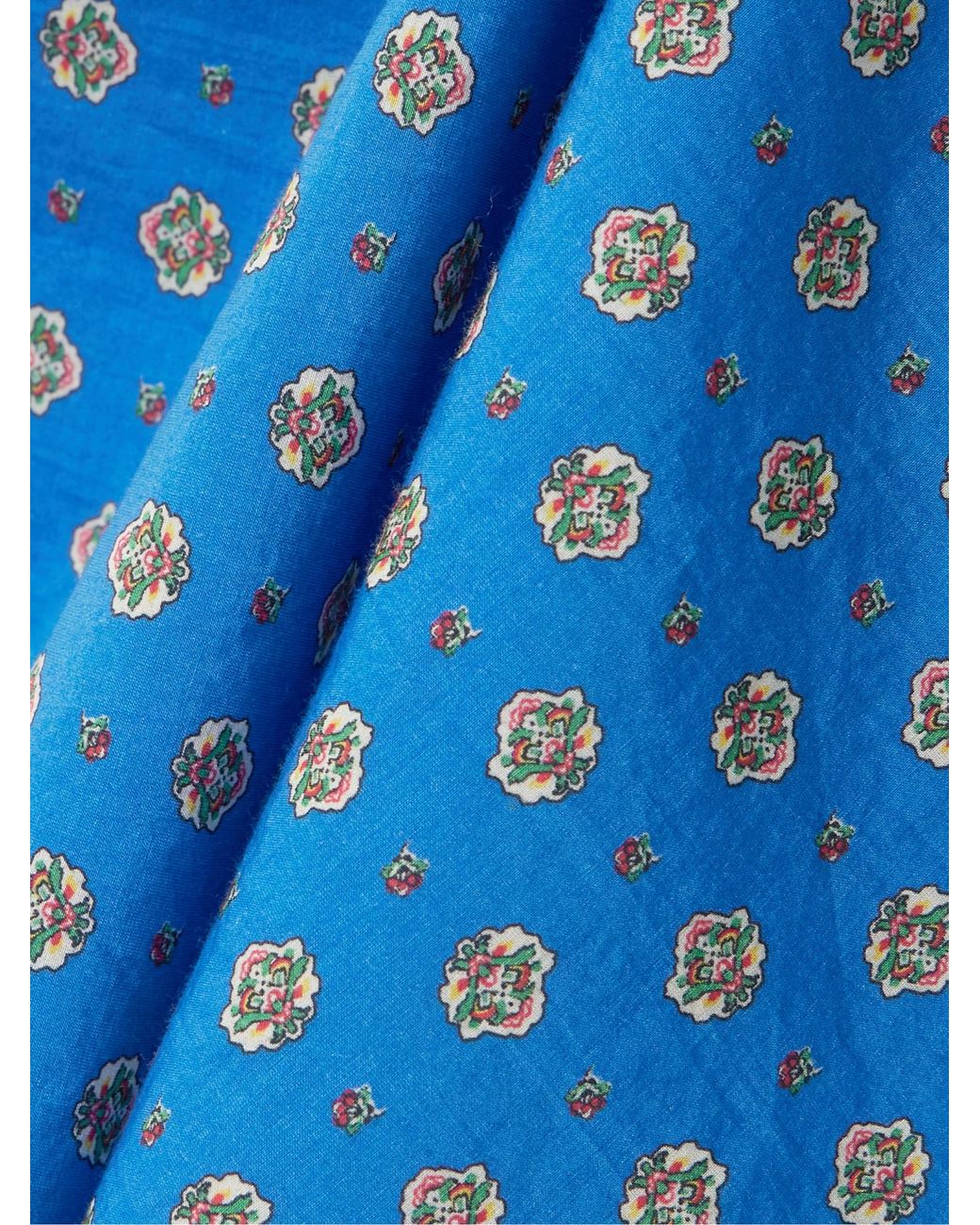 Doen Blue Maltina Tie-Detailed Printed Cotton And Silk-Blend Mini Dress