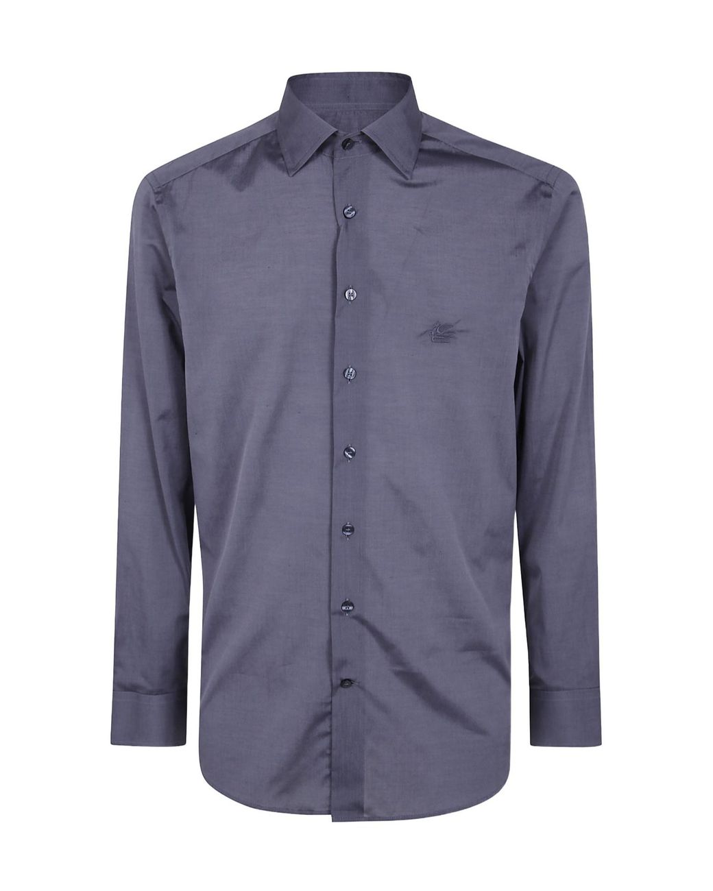 Etro Blue Logo Embroidered Long-Sleeved Shirt for men