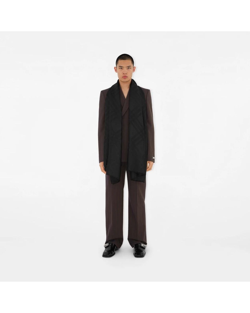 Burberry Black Checked Silk Scarf for men