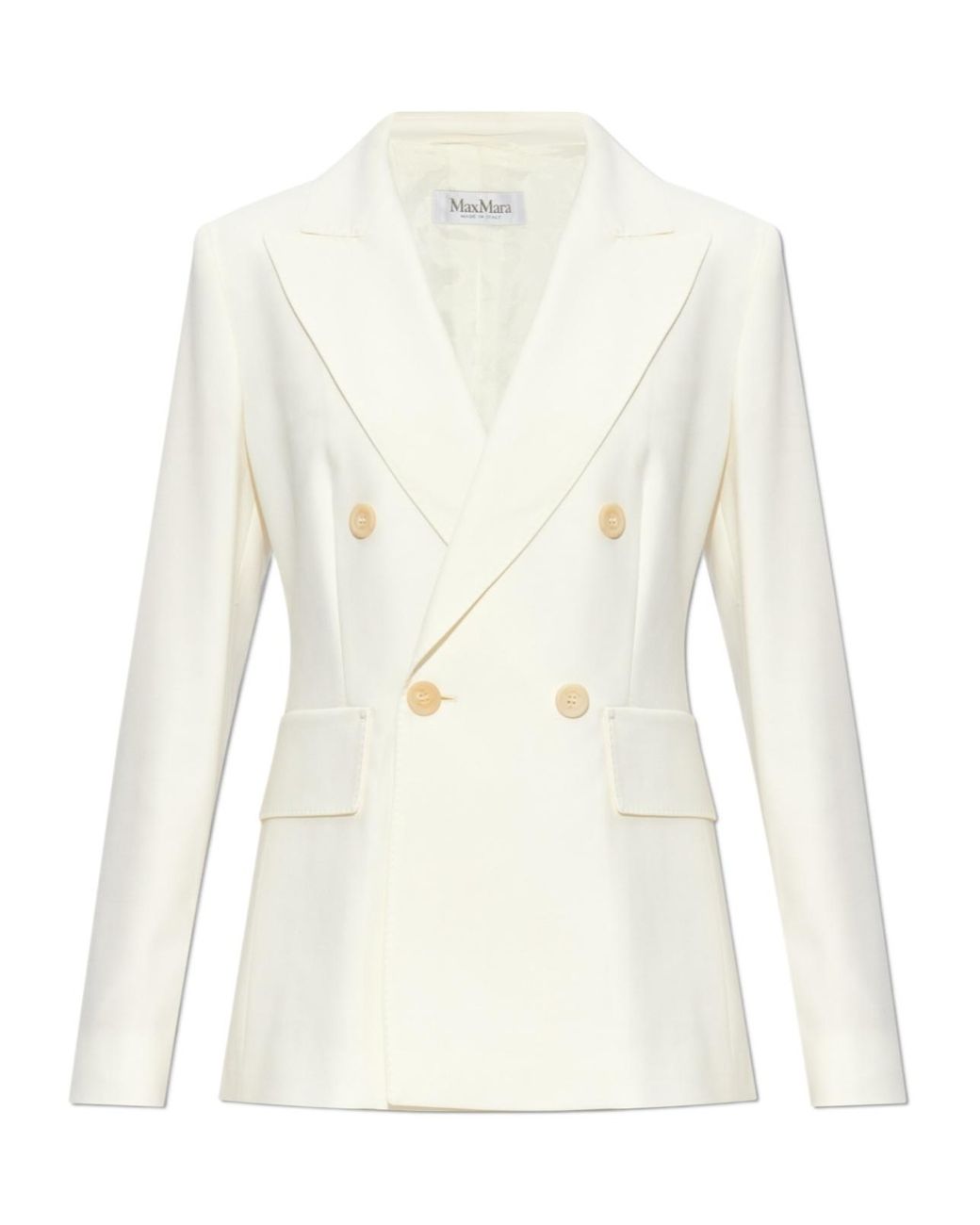 Max Mara White Sanna Double-Breasted Long-Sleeved Jacket
