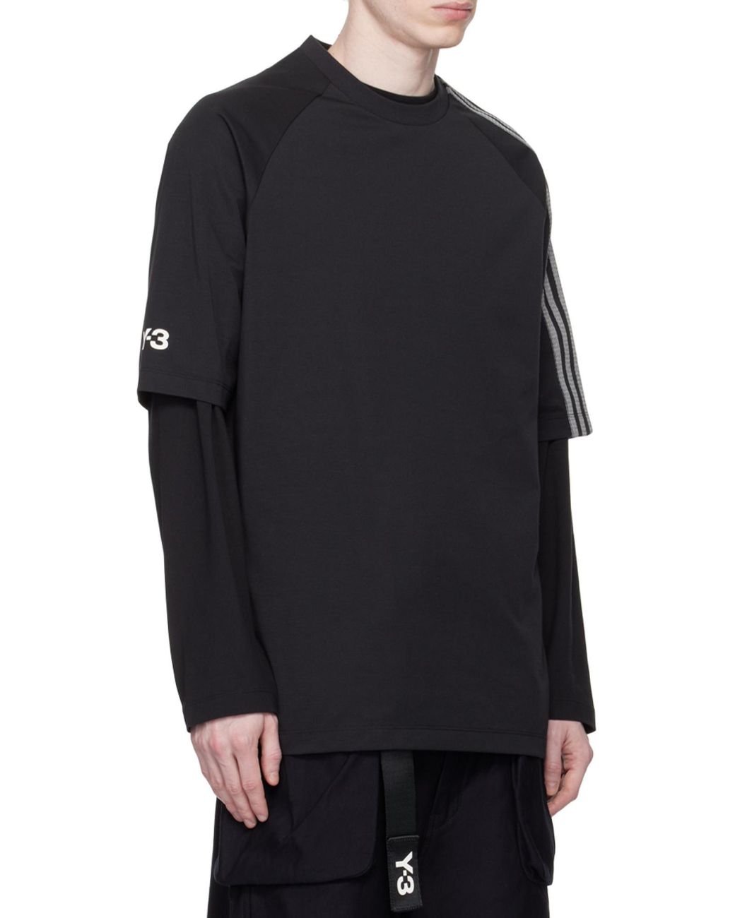 Y-3 Black Logo Printed Crewneck T-Shirt for men