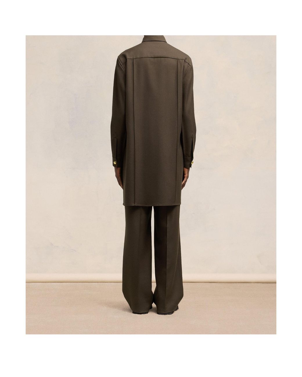 AMI Brown Long Pintuck Shirt for men