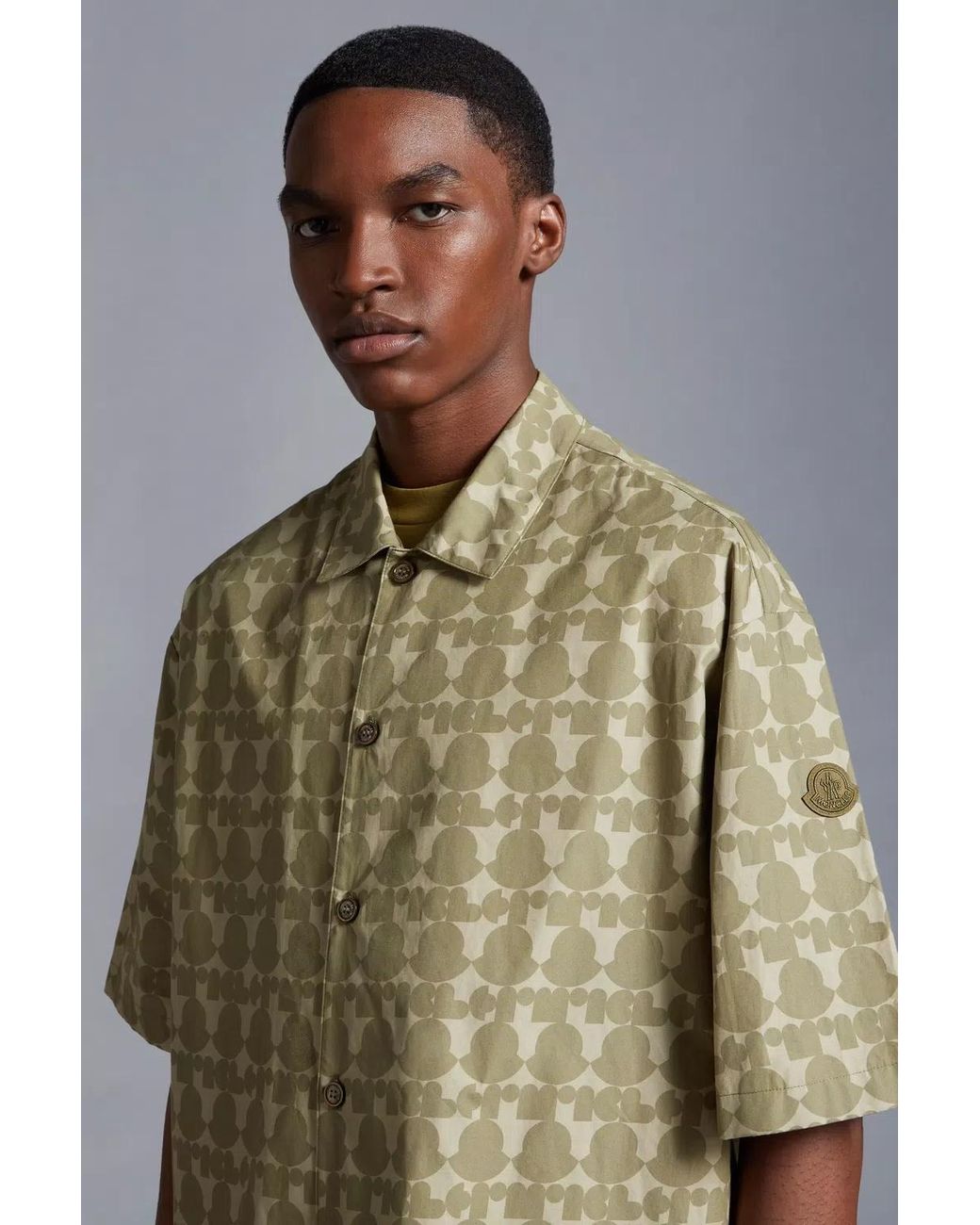 Moncler Natural Logo Print Cotton Shirt for men