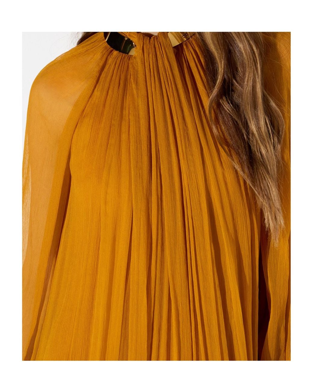 Elisabetta Franchi Orange Pleated Maxi Dress