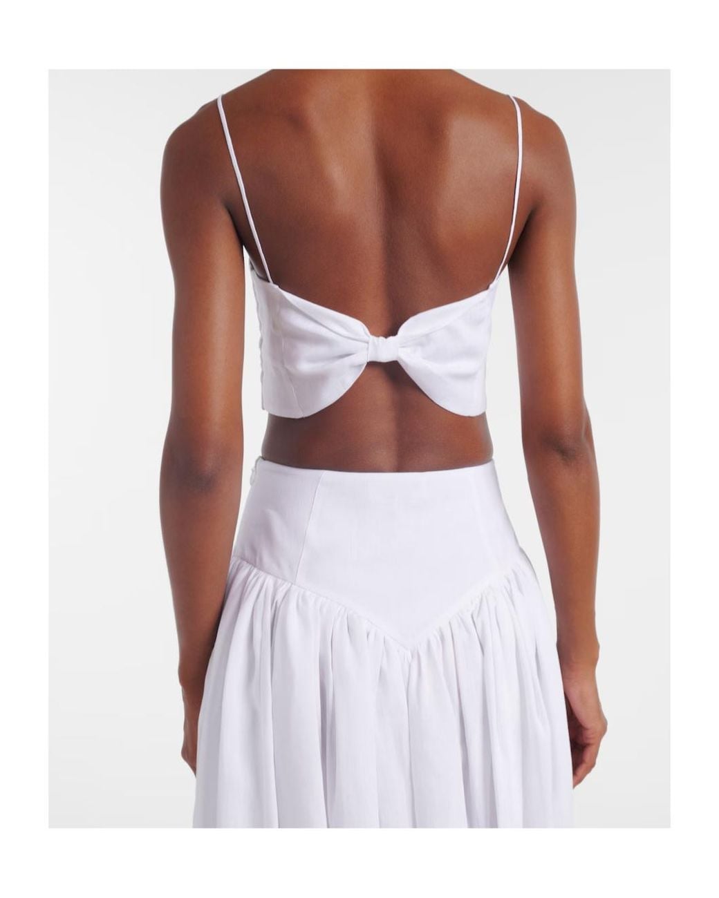 Gabriela Hearst White Linen Crop Top