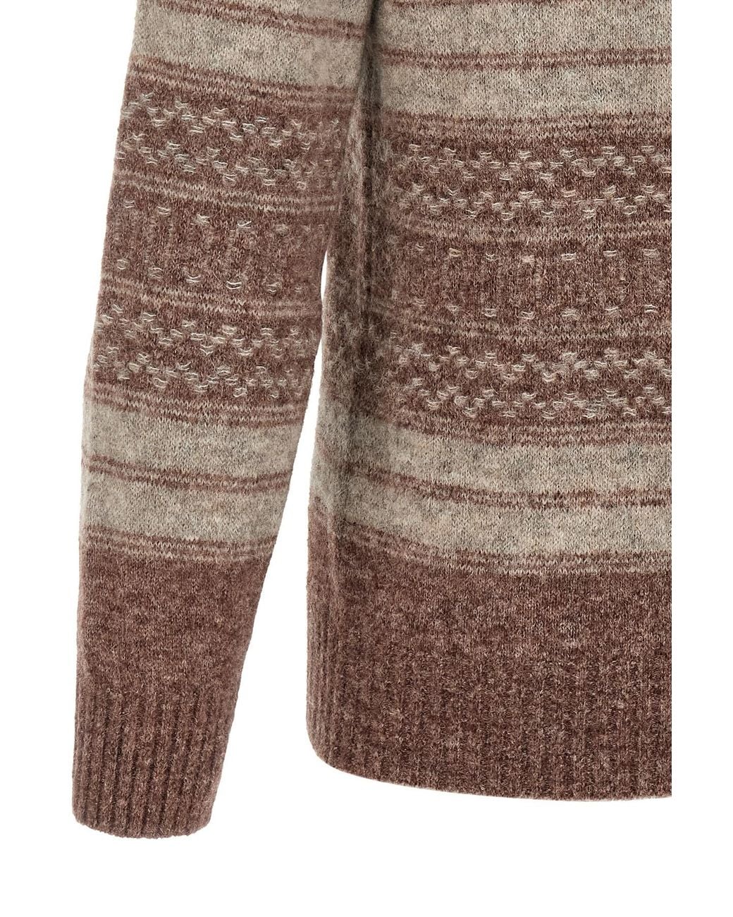 Brunello Cucinelli Brown Shawl Collared Knitted Cardigan for men