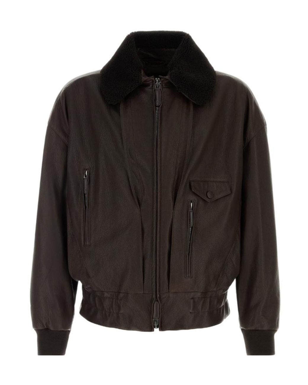 Giorgio Armani Black Leather Blouson Jacket for men