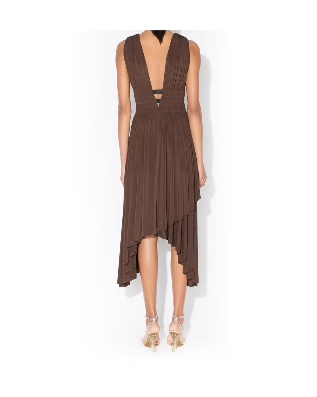 Alaïa Brown Alaïa Deesse V-Neck Dress
