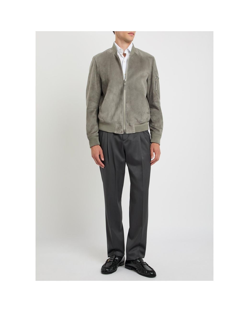 Tom Ford Gray Simple Suede Jacket for men