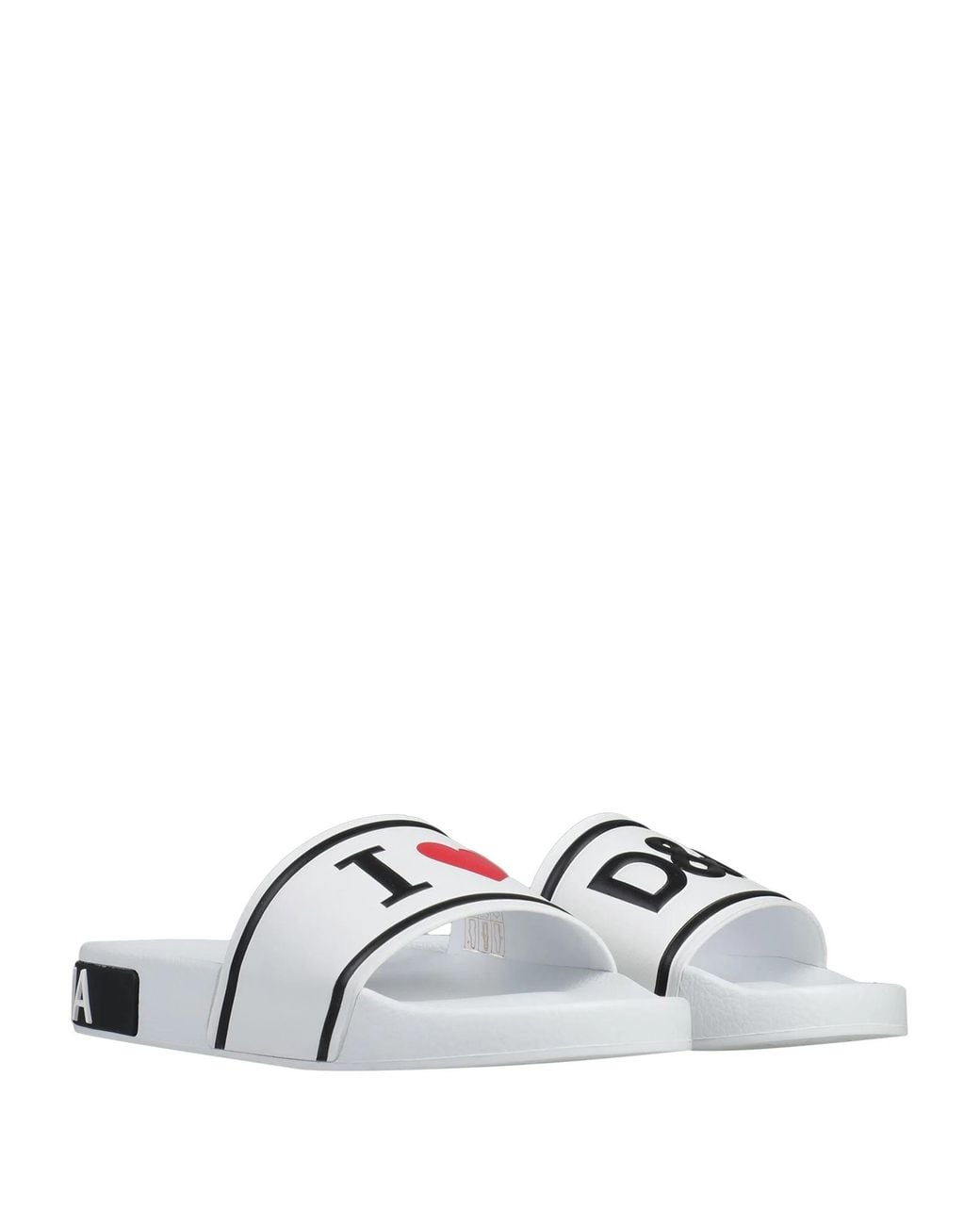 Dolce & Gabbana White Letter Print Sandals