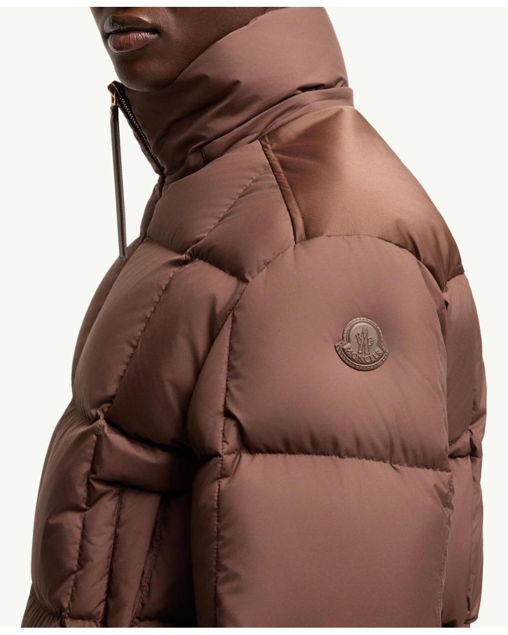 Moncler Brown Legerete Square-Quilted Hooded Short Down Jacket