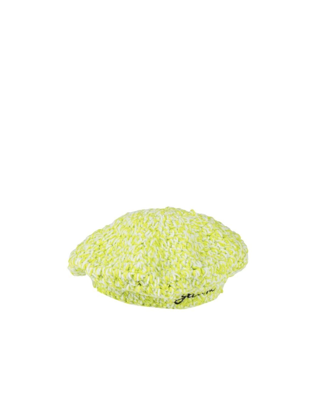 Ganni Yellow Solid Color Hats