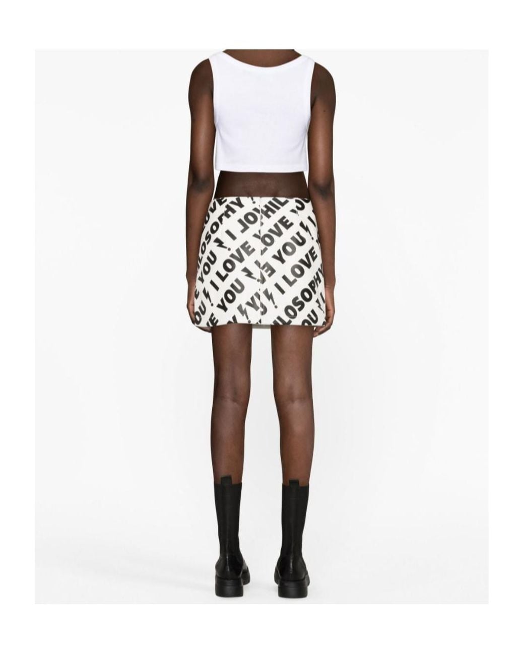 Philosophy Di Lorenzo Serafini White High Waist Mini Skirt
