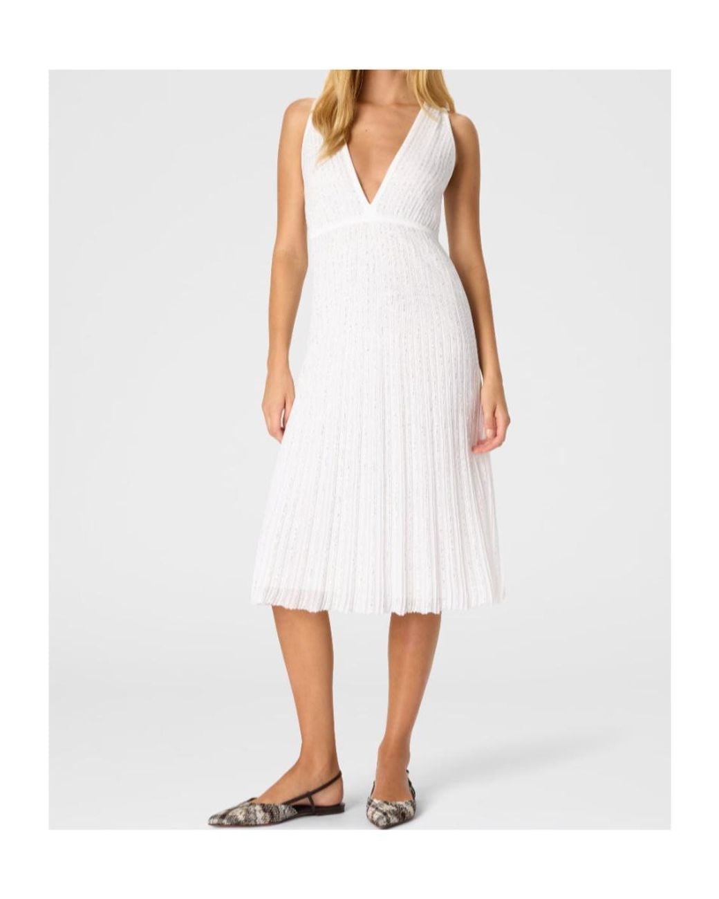Missoni White V-Neck Midi Dress