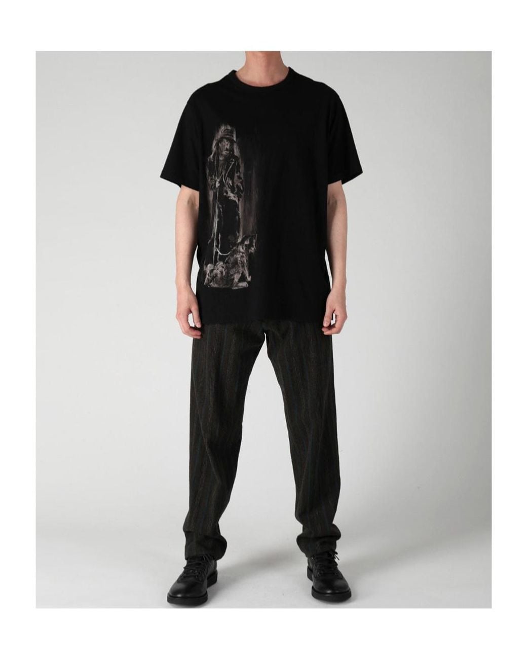 Yohji Yamamoto Black Cotton Single Jersey Round Neck Short Slv for men