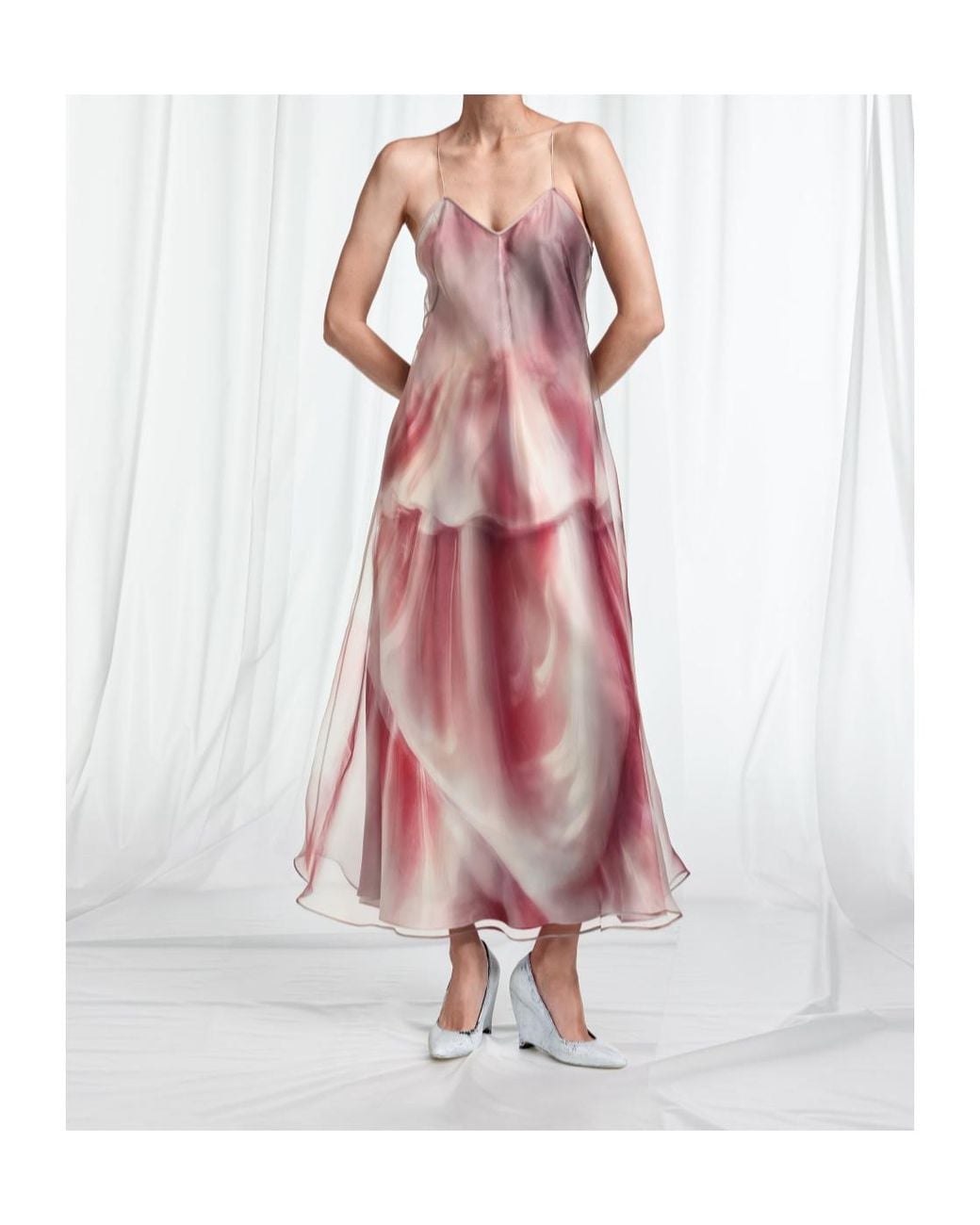 Maison Margiela Pink Trompe L'Oeil Organza Slip Dress