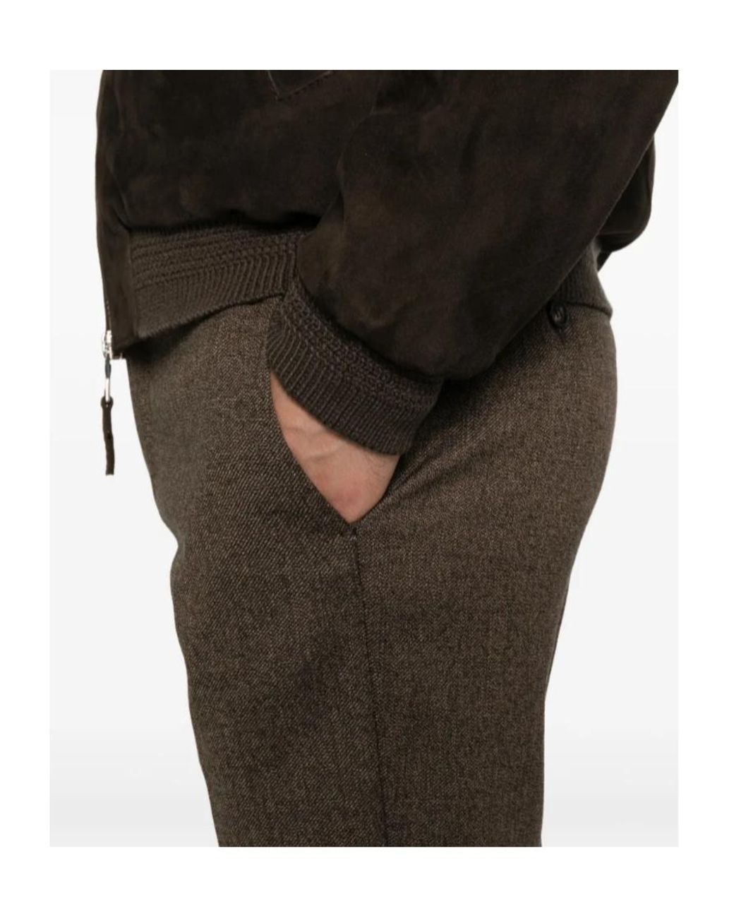 Incotex Brown Slim Fit Tweed Pants for men