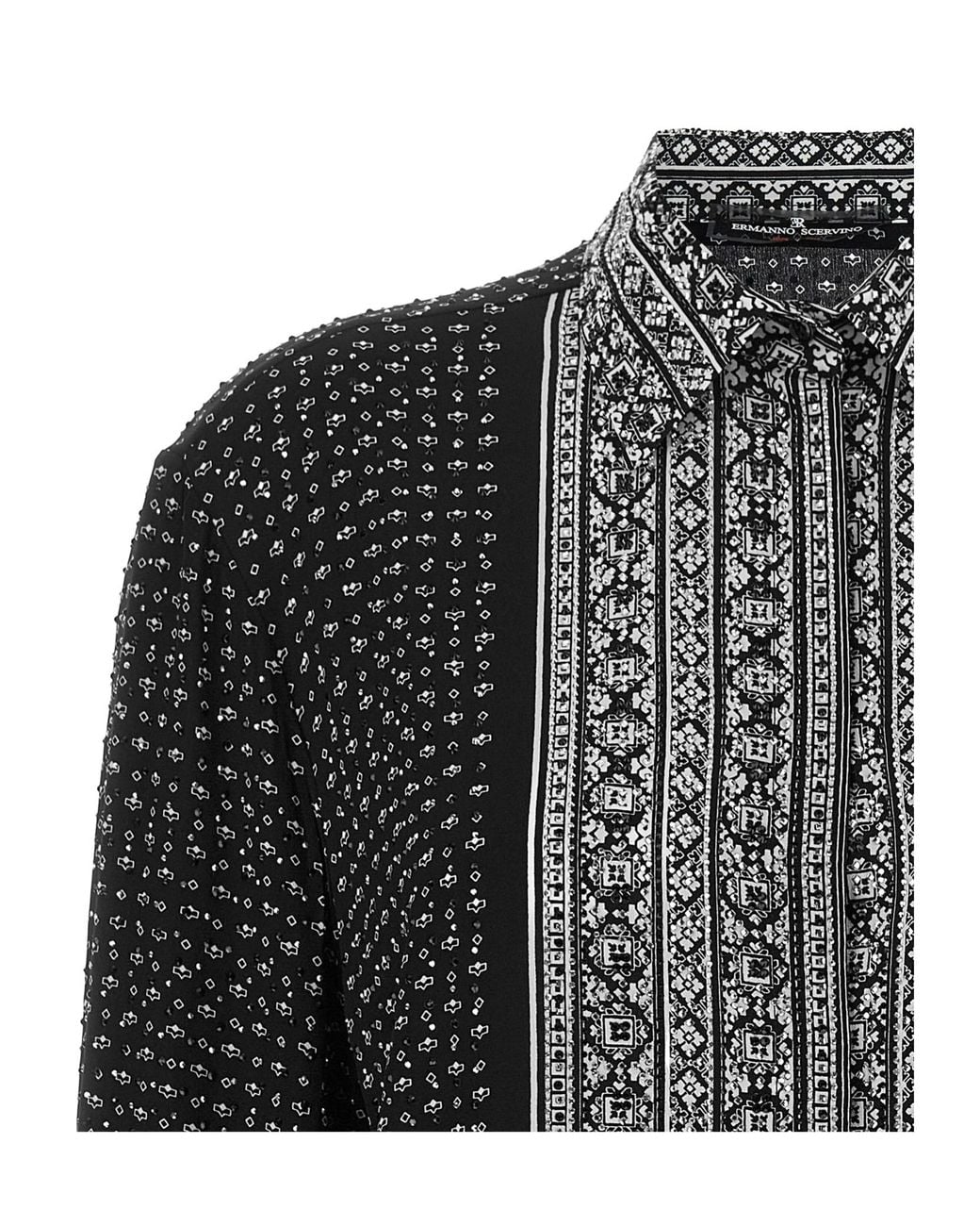 Ermanno Scervino Black Bandana Crystal Shirt