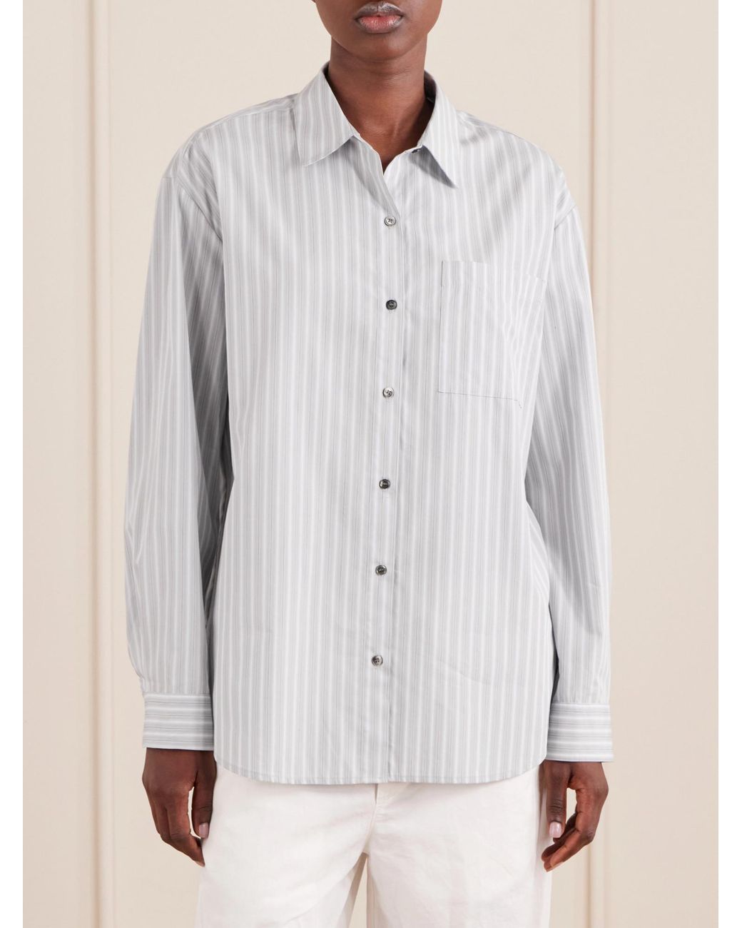 Leset White Striped Cotton-Blend Shirt