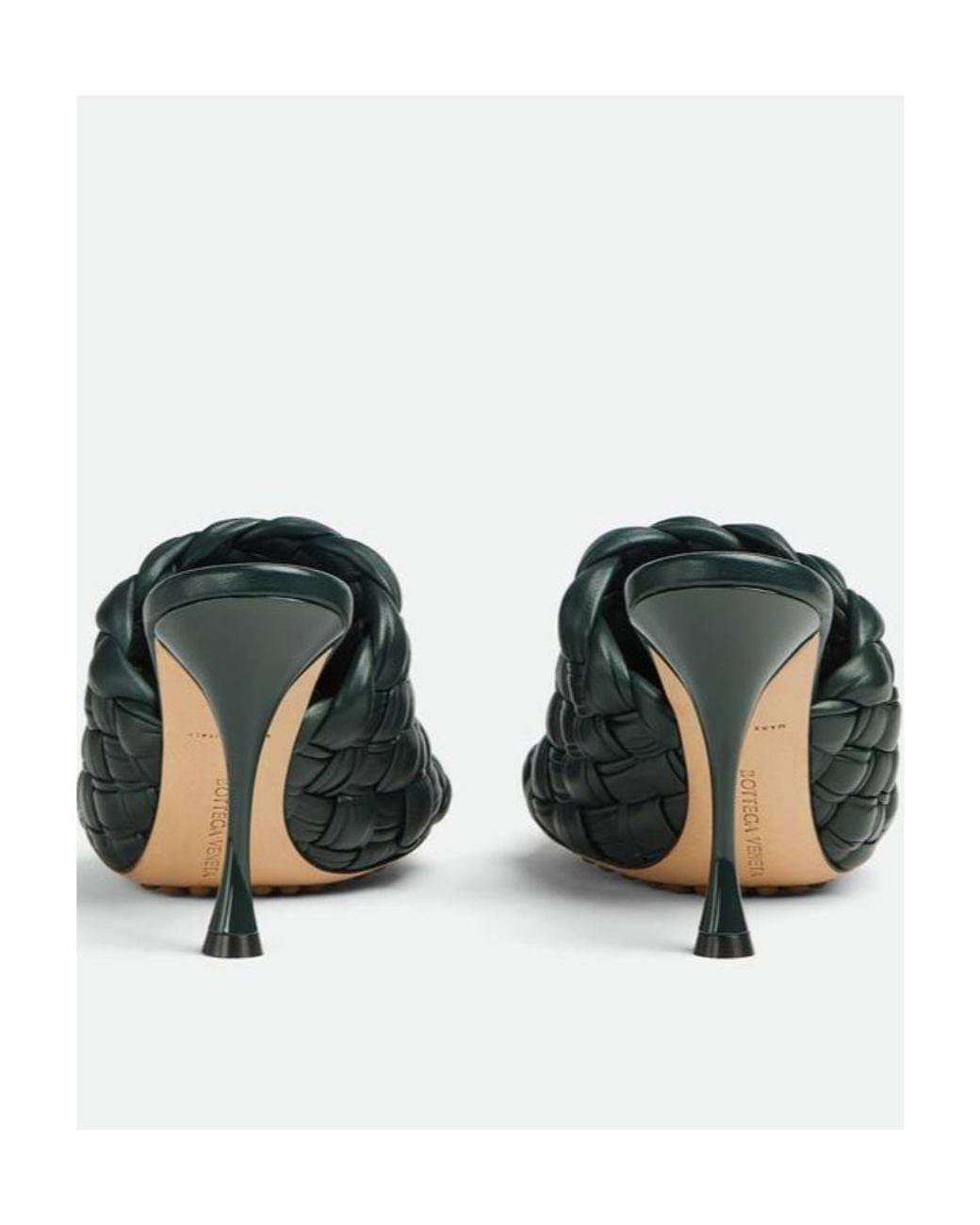 Bottega Veneta Green Dot Wave Intreccio Pleated Mules