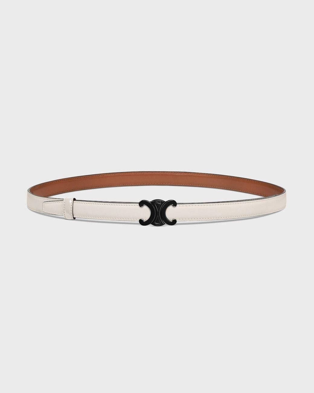 Céline White Triomphe Buckle And Taurillon Reversible Belt