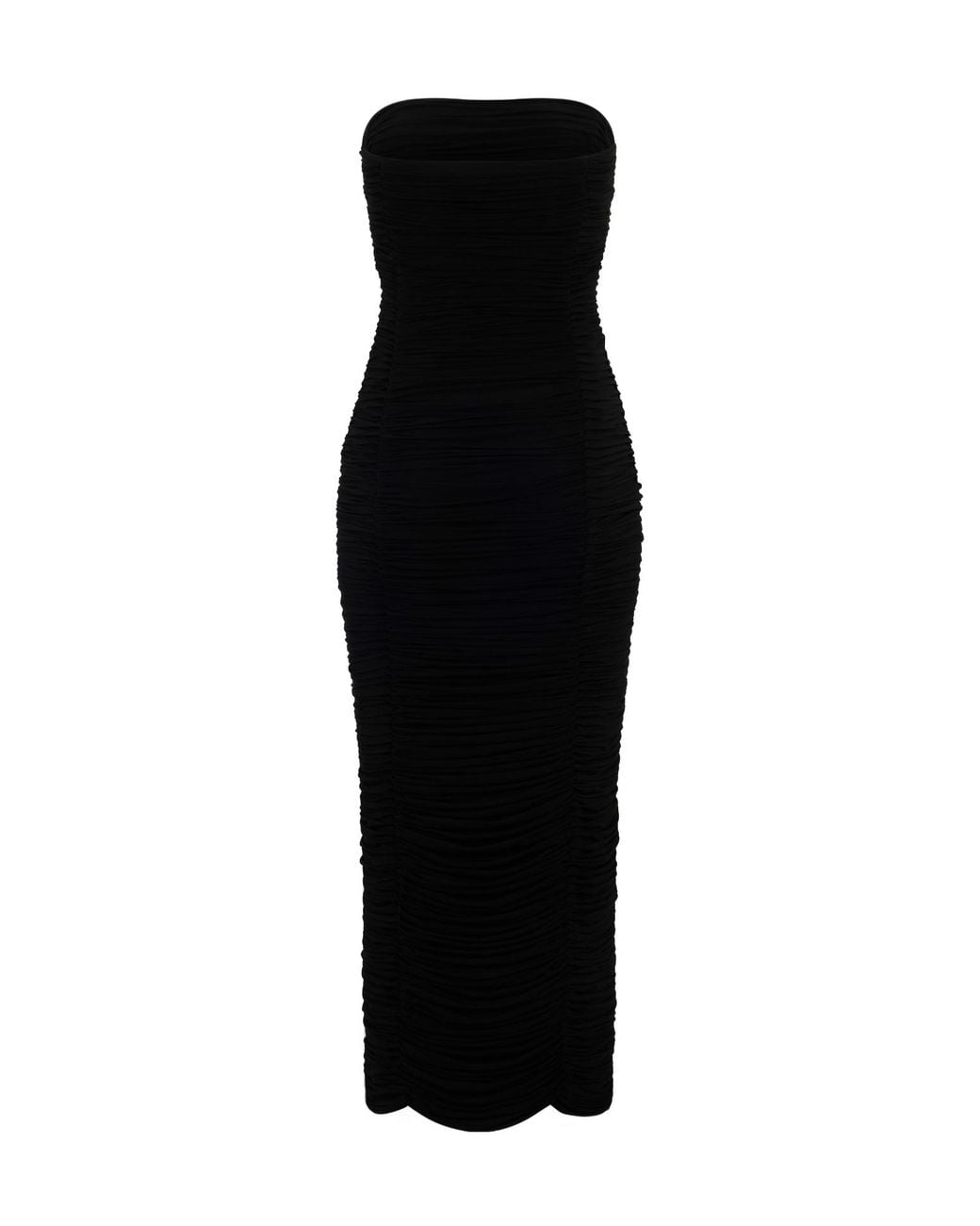 Magda Butrym Black Strapless Ruched Midi Dress