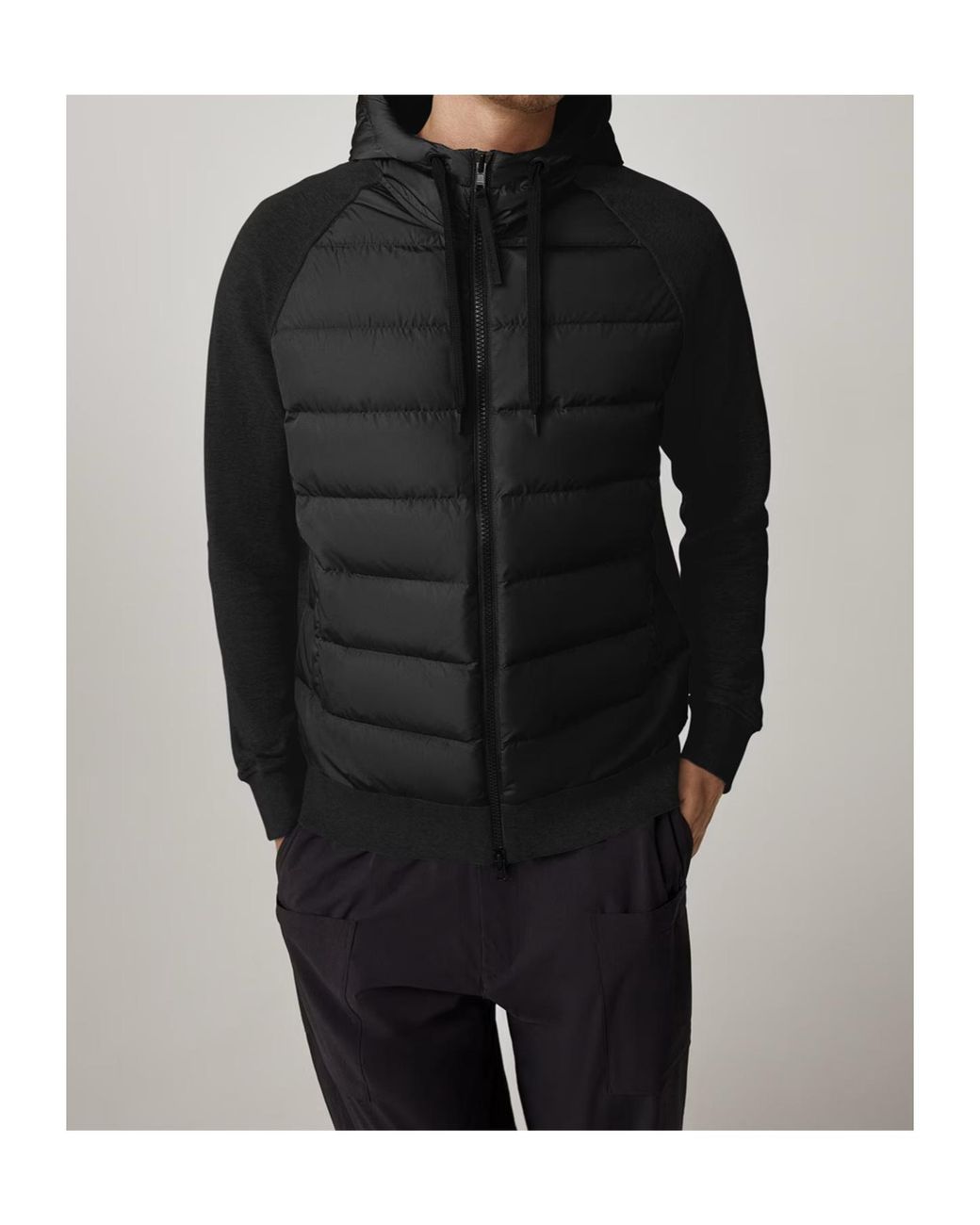 Canada Goose Black Hybridge Huron Full-Zipped Hooded Jacket for men