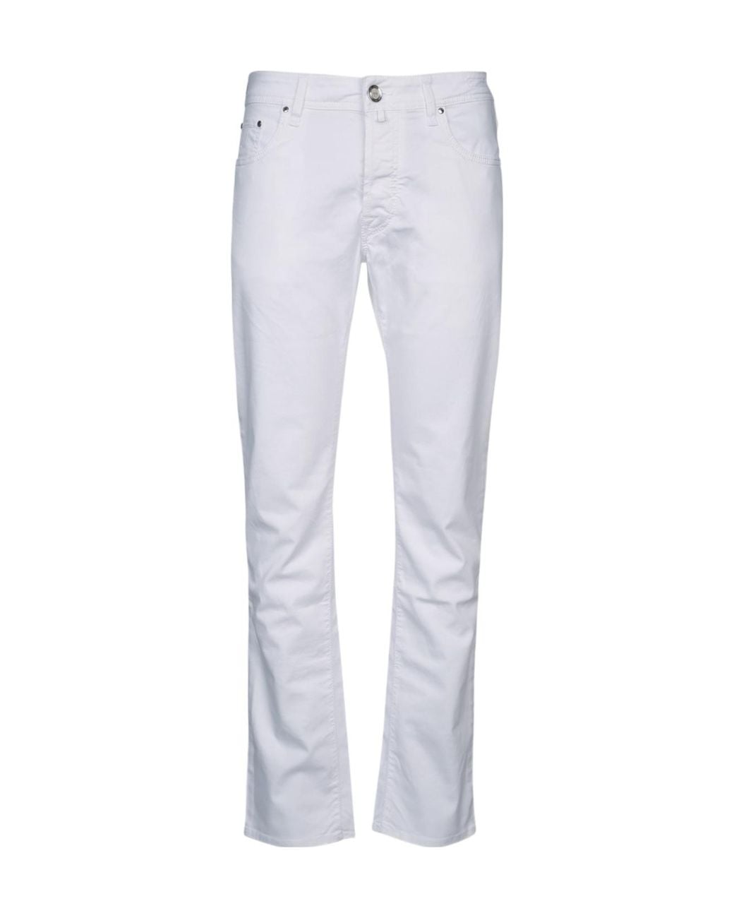 Jacob Cohen White Bard Logo Patch Slim-Fit Jeans for men