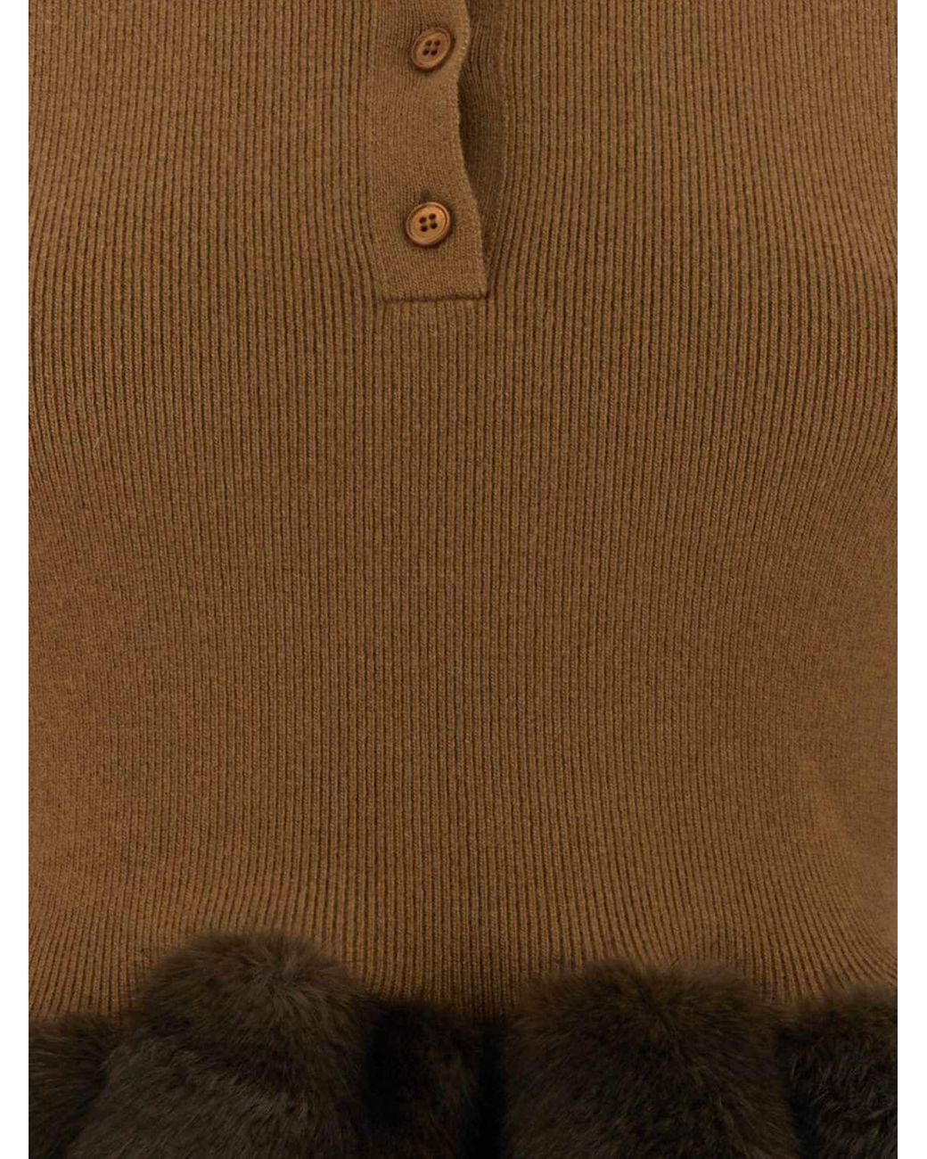 Stella McCartney Brown Fff Trim Peplum Knitted Jumper