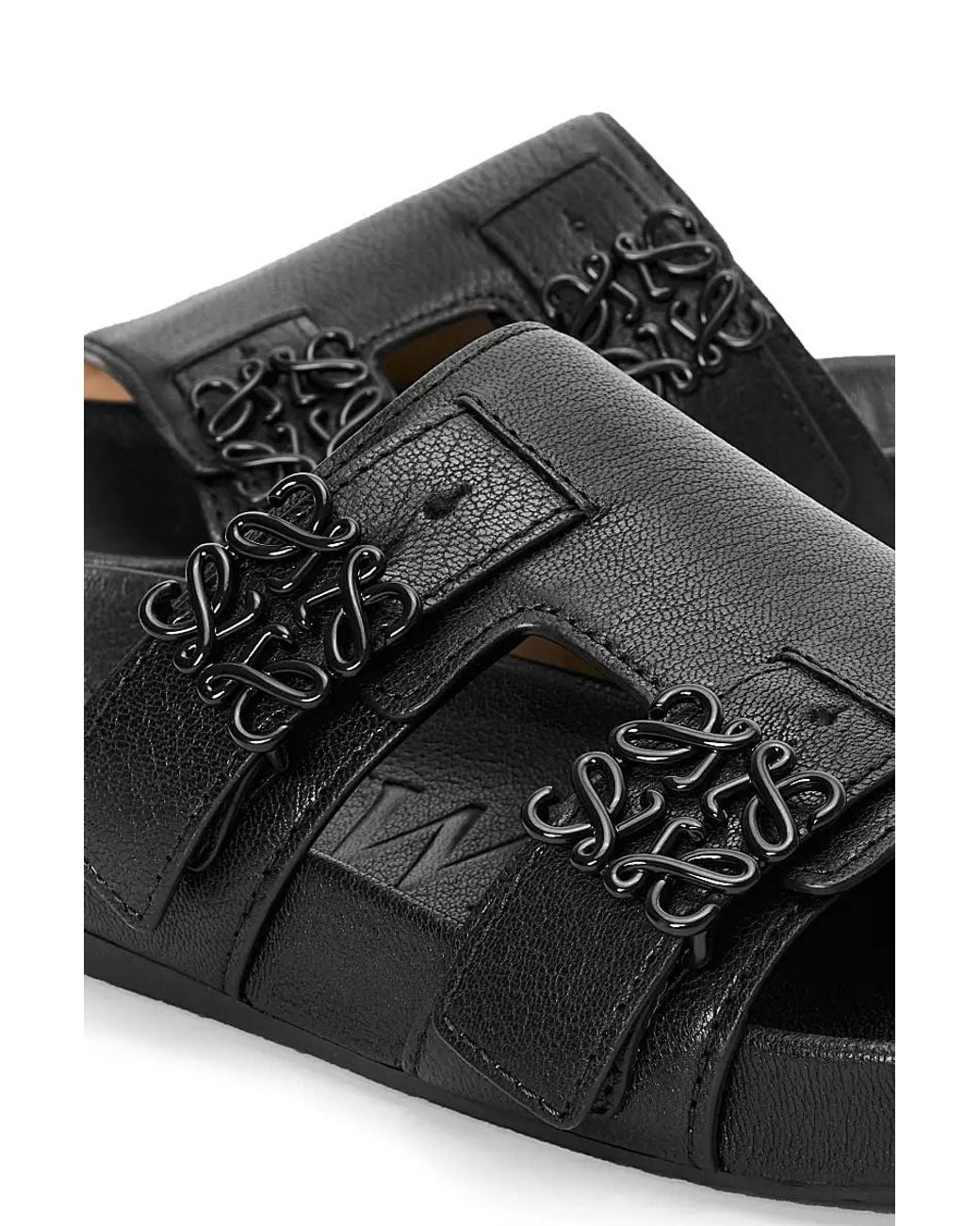 Loewe Black Logo-Plaque Slip-On Sandals