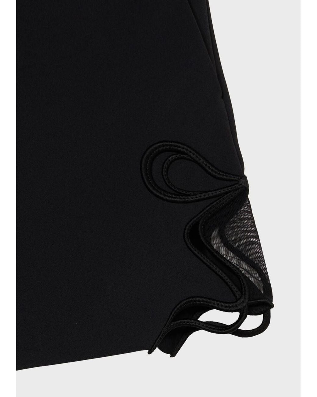 Blumarine Black Intarsia-Embroidered Cady Shorts