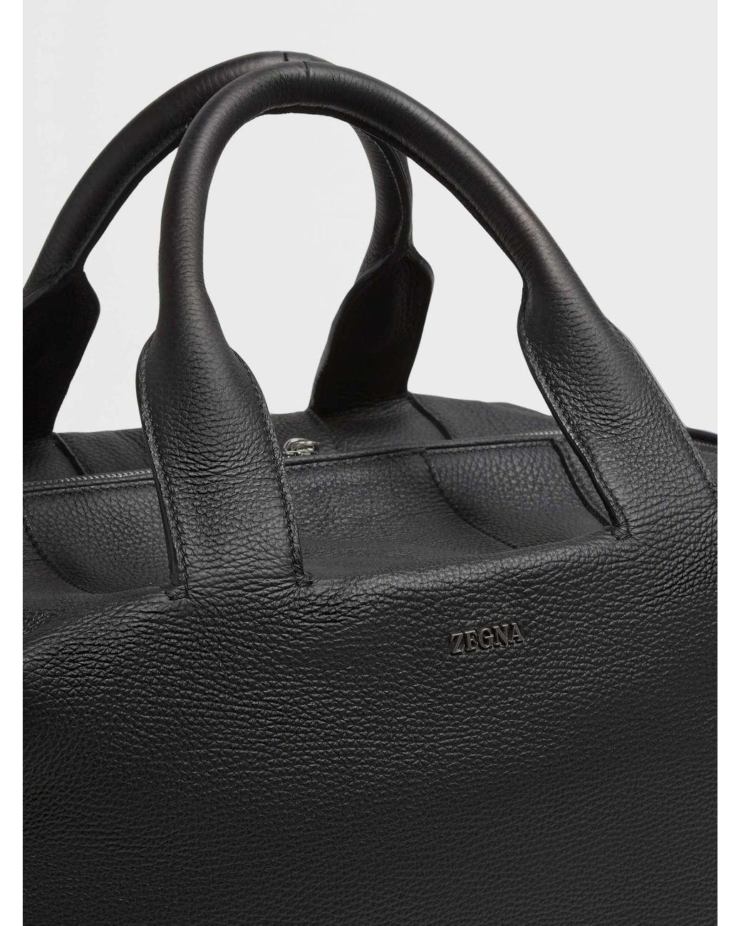 Zegna Black Raglan Deerskin Holdall for men