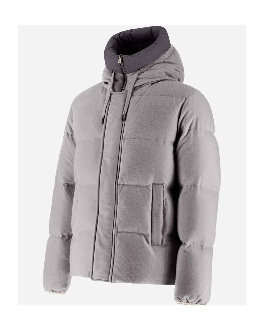 Herno Gray Long-Sleeved Hooded Down Jacket for men