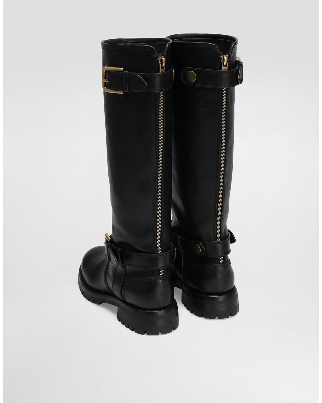 Dolce & Gabbana Black Buckle Detailed Biker Boots