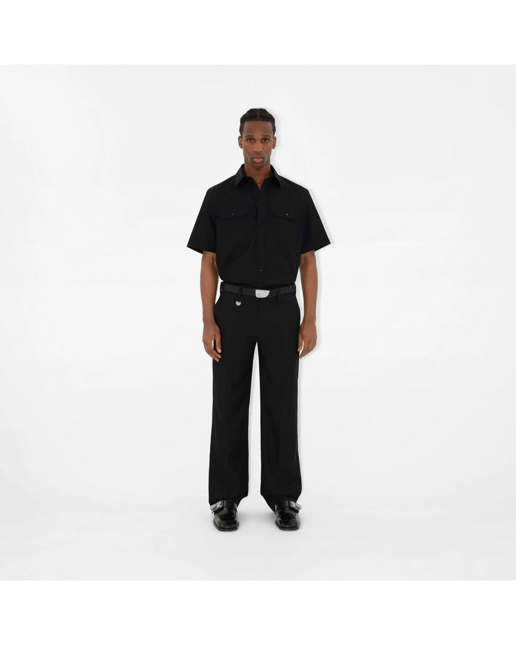 Burberry Black Ekd-Embroidered Cotton Shirt for men