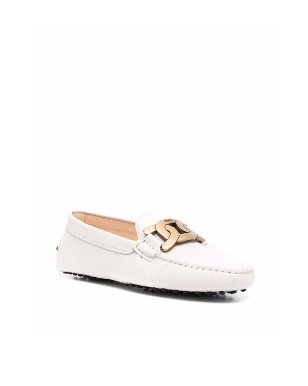 Tod's White Kate Logo Engraved Loafers