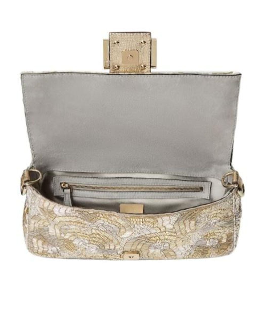 Fendi White Baguette And Embroidered Bag