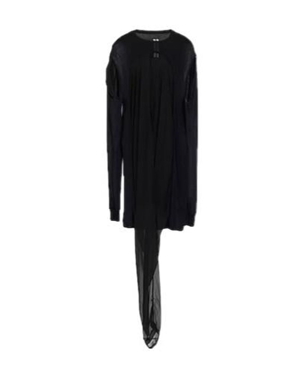 Rick Owens Black Solid Color Long Sleeve T-Shirt Dress