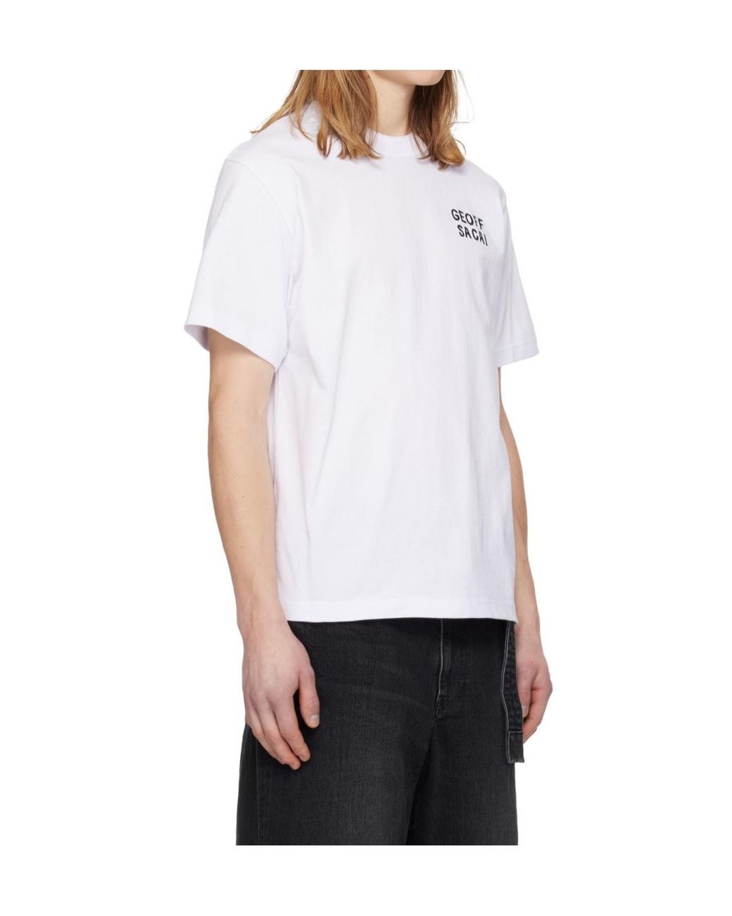 Sacai Blue Logo Detailed Crewneck T-Shirt
