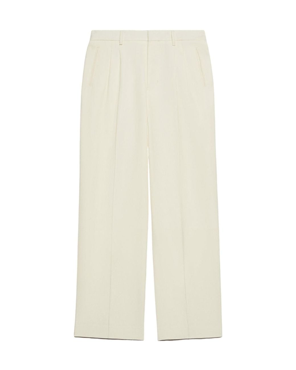 AMI White Ami Pleat Detailed Straight-Leg Trousers for men