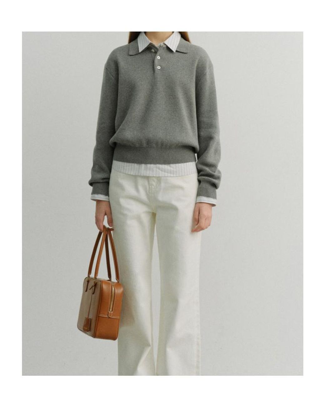 DUNST Gray Long-Sleeved Polo Shirt for men