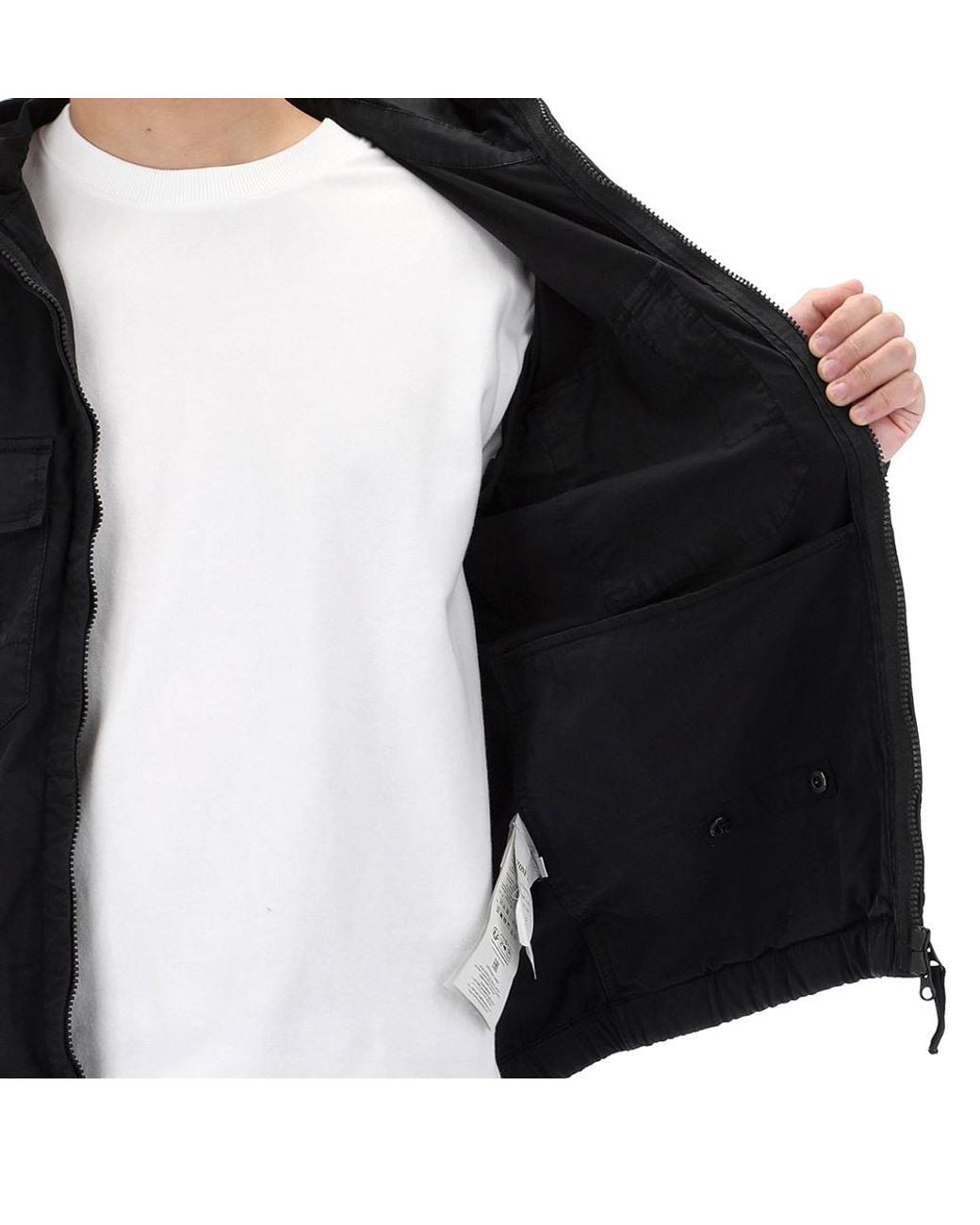 Stone Island Black Zip-Up Hooded Jacket for men