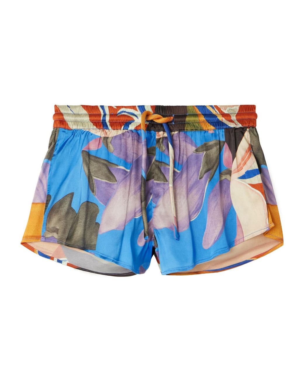 Donde Esteban Blue Printed Satin Shorts