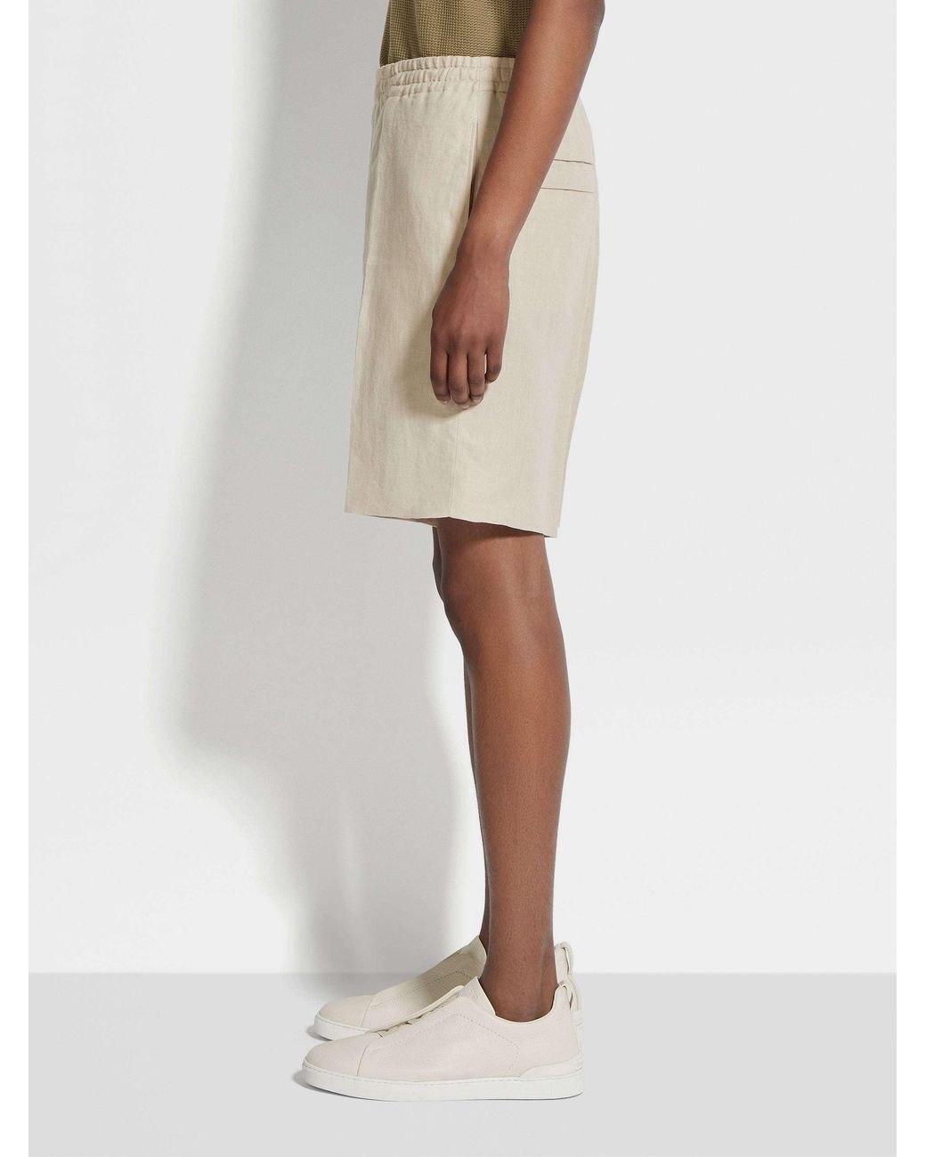 Zegna Natural Oasi Lino Linen Shorts for men