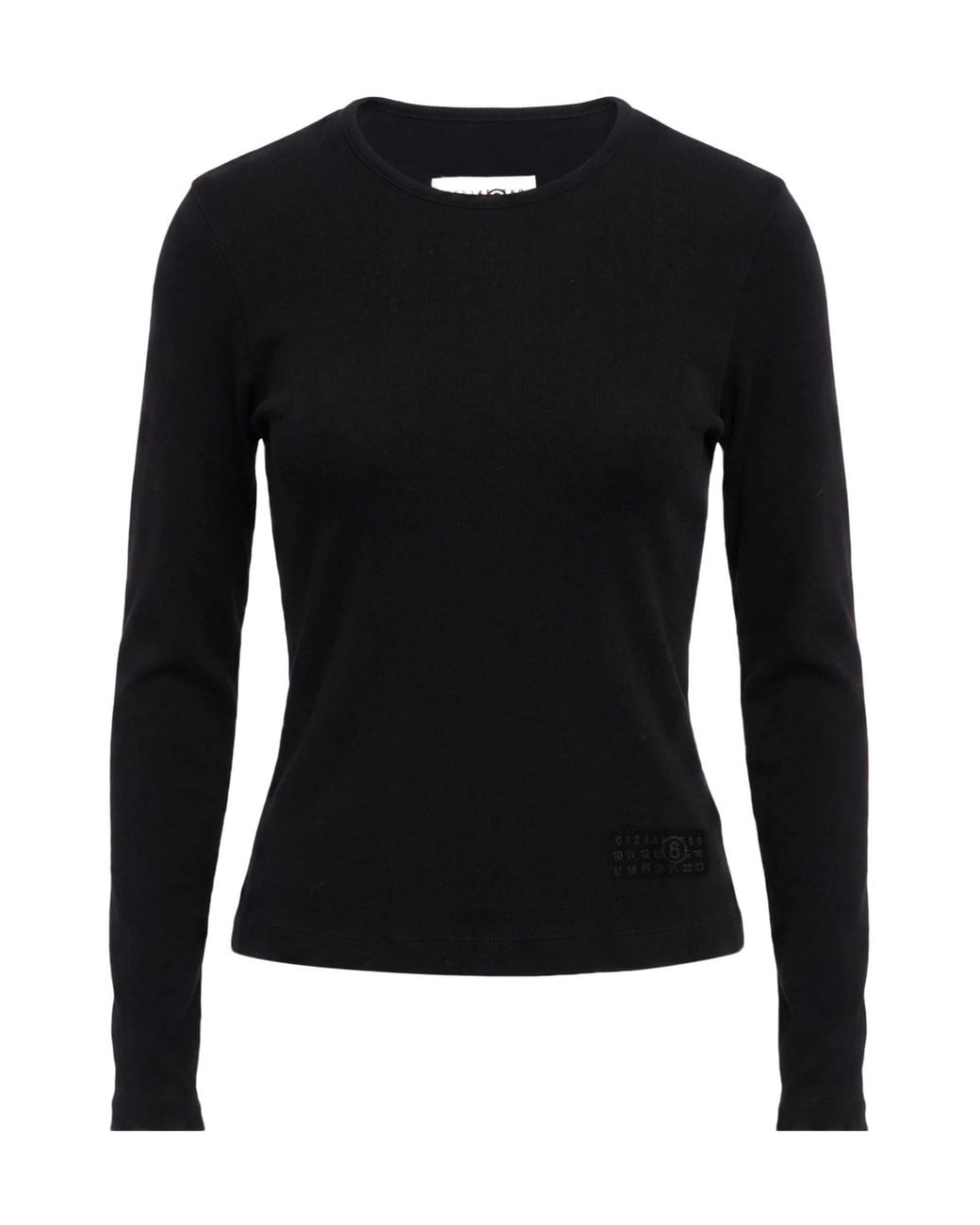 MM6 by Maison Margiela Black Ribbed Long-Sleeved Knitted Sweater