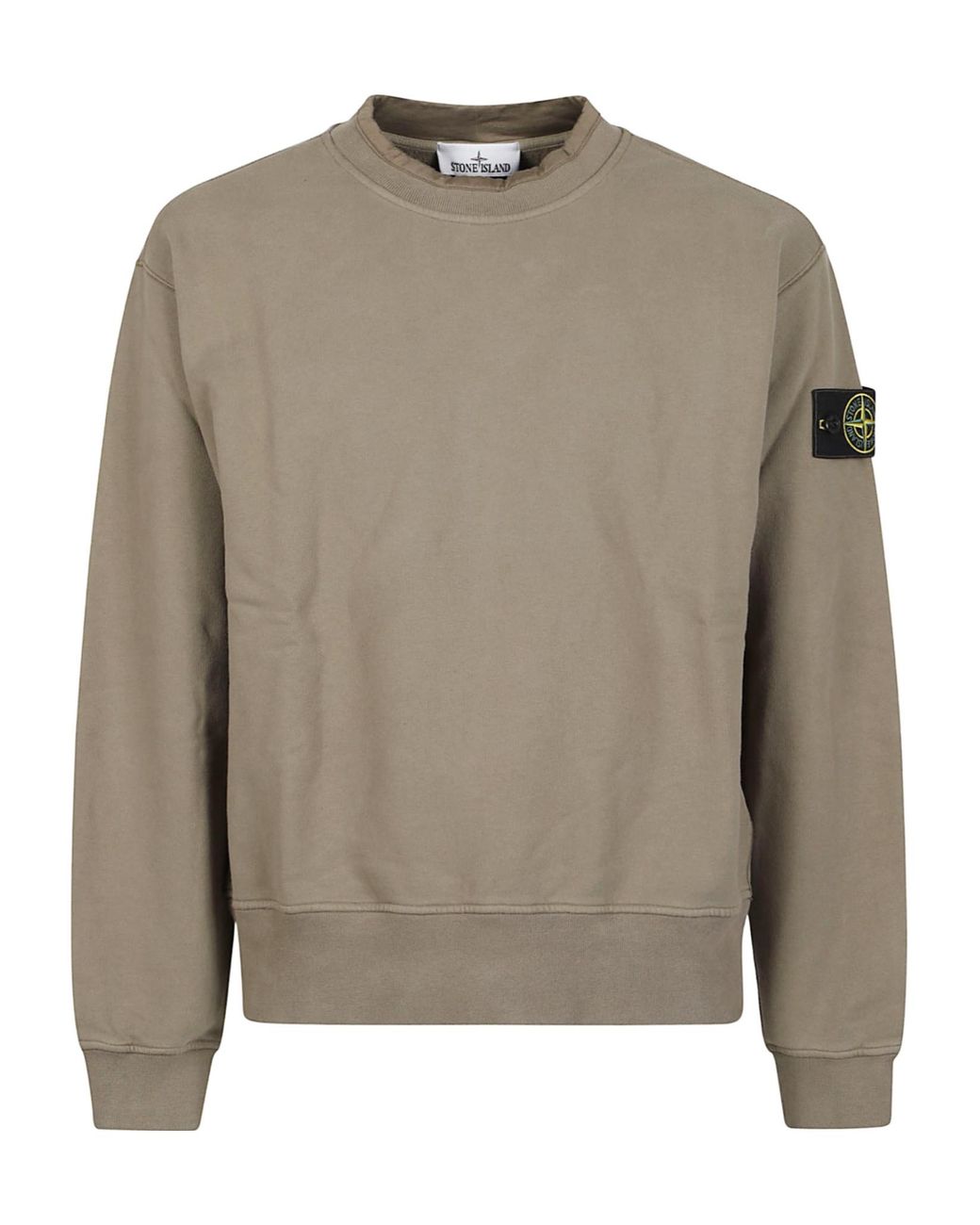 Stone Island Brown Logo Patch Crewneck Sweatshirt for men